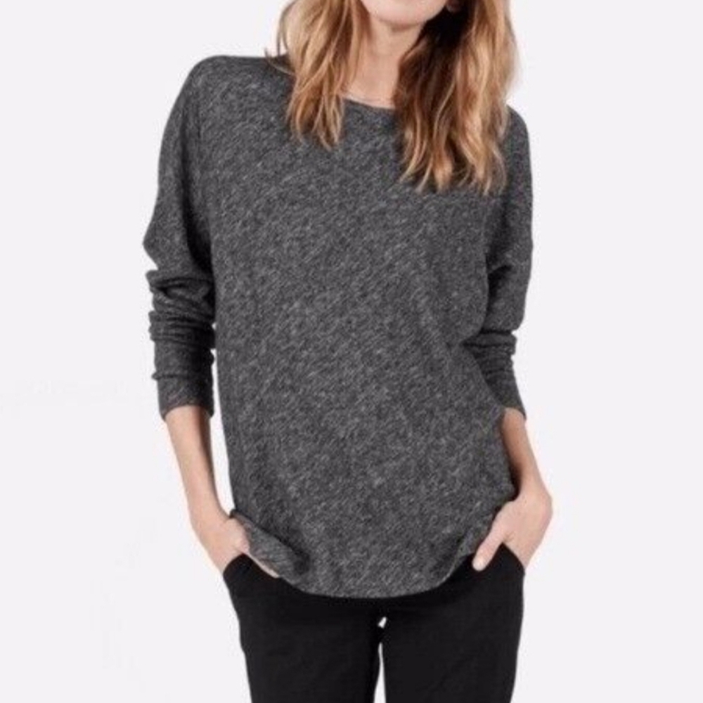 Everlane‎ Marled Grey Crew Neck Sweater Wool Blend Drop Sleeve Lightweight sz XS